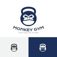 sterke aap gym ijzeren kettlebell gorilla ape sport logo vector