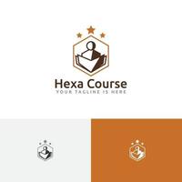 zeshoek ster boek school cursus studie onderwijs academie logo vector