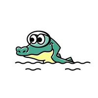 snorkelen zwemmen krokodil alligator grappig schattig karakter cartoon vector