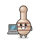 mascotteillustratie van honingsdipper met laptop vector