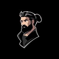 geweldige samurai japan man met baard vector mascotte logo