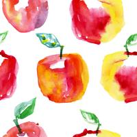 Waterverf naadloos patroon met rode appelen. Hand getrokken ontwerp. vector