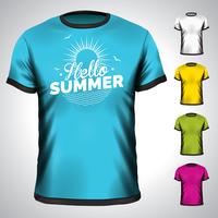 Vectort-shirt met de illustratie van de de zomervakantie wordt geplaatst. vector