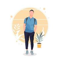 portret van man poseren in stijlvolle outfits, plat ontwerpconcept. vector