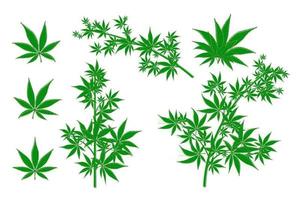 marihuana hennep pot cannabis blad vector set. groen medisch