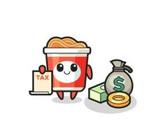 karakter cartoon van instant noodle als accountant vector