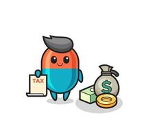 karakter cartoon van capsule als accountant vector