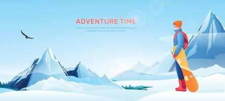 winter ski resort poster vector