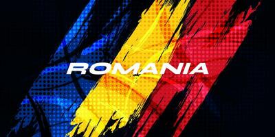 Roemenië vlag met borstel beroerte stijl geïsoleerd Aan zwart achtergrond. vlag van Roemenië vector