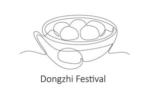 doorlopend een lijn tekening dongzhi festival concept. tekening vector illustratie.