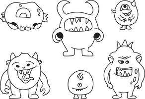 tekenfilm monsters. reeks van tekenfilm monsters geïsoleerd. ontwerp voor afdrukken, partij decoratie, t-shirt, illustratie, logo, embleem of sticker vector