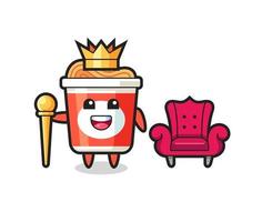 mascotte cartoon van instant noodle als een koning vector