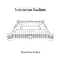 grafisch ontwerp van de maguwoharjo stadion, sleman stad, pss sleman huis team. Internationale Amerikaans voetbal stadion in Indonesisch. vector