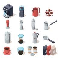 koffie apparatuur icon set vector