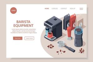 professionele website voor barista-apparatuur vector