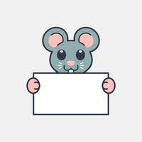 schattig muis Holding een blanco teken vector