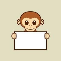 schattige aap met een leeg bord vector