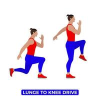 vector Mens aan het doen uithaal naar knie drijfveer. lichaamsgewicht geschiktheid poten cardio oefening. een leerzaam illustratie Aan een wit achtergrond.