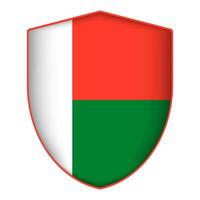 Madagascar vlag in schild vorm geven aan. vector illustratie.