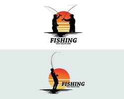 reeks van verzameling visvangst logo ontwerp silhouetten vector