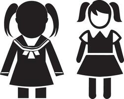 meisje uniform icoon vector silhouet 6