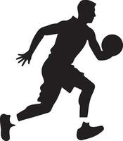 basketbal speler vector silhouet, een basketbal speler spelen Aan de veld-