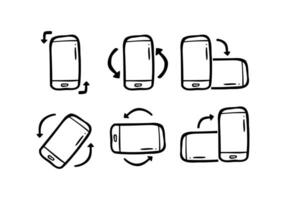 tekening hand- getrokken draaien uw telefoon instructie icoon verzameling reeks vector illustratie
