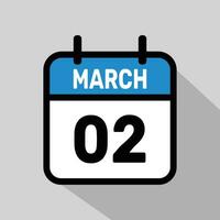 vector kalender maart 02 illustratie achtergrond ontwerp.