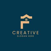 modern brief f huis logo ontwerp vector sjabloon