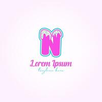 brief n met kleurrijk smakelijk ijs room logo vector sjabloon
