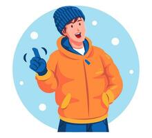 illustratie van een tiener- jongen vervelend winter kleren vector