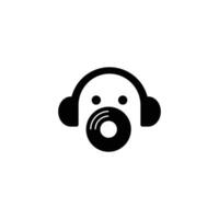 koptelefoon muziek- logo sjabloon ontwerp vector icoon illustratie