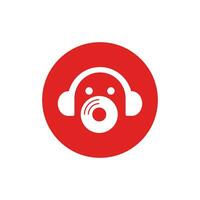 koptelefoon muziek- audio Golf logo sjabloon ontwerp vector icoon illustratie