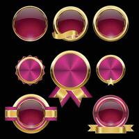 luxe gouden roze badges en etiketten. retro wijnoogst cirkel insigne ontwerp vector