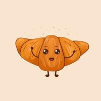 vector illustratie van schattig wandelen croissant