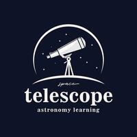 telescoop logo met super lens ontwerp vector, astronomie uitrusting illustratie ontwerp vector