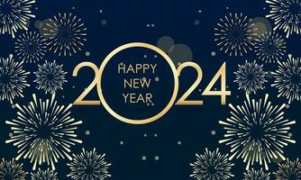 groet kaart gelukkig nieuw jaar 2024 viering avond vector