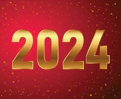 2024 nieuw jaar vakantie ontwerp goud abstract vector logo symbool illustratie met rood achtergrond
