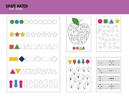 kinderen activiteiten werkblad. afdrukbare gemakkelijk vorm en kleur bij elkaar passen logica taak voor peuter. vingerafdrukken schilderij voor kinderen. vector illustratie