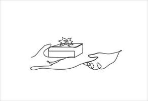 illustratie van geven en ontvangen geschenk boxe lijn tekening vector