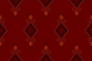 rood traditioneel etnisch patroon paisley bloem ikat achtergrond abstract aztec Afrikaanse Indonesisch Indisch naadloos patroon voor kleding stof afdrukken kleding jurk tapijt gordijnen en sarong vector