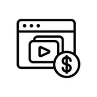 betaald inhoud icoon met online video en dollar vector