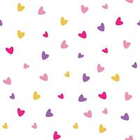naadloos patroon met weinig schattig harten in helder kleuren, naadloos afdrukken met harten voor achtergronden. vector illustratie