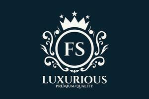 eerste brief fs Koninklijk luxe logo sjabloon in vector kunst voor luxueus branding vector illustratie.