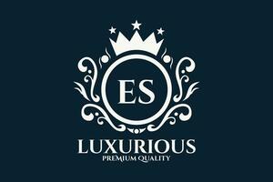 eerste brief es Koninklijk luxe logo sjabloon in vector kunst voor luxueus branding vector illustratie.