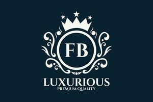 eerste brief fb Koninklijk luxe logo sjabloon in vector kunst voor luxueus branding vector illustratie.