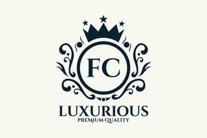 eerste brief fc Koninklijk luxe logo sjabloon in vector kunst voor luxueus branding vector illustratie.