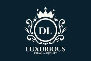 eerste brief dj Koninklijk luxe logo sjabloon in vector kunst voor luxueus branding vector illustratie.