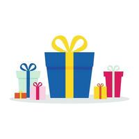 kleurrijk geschenk dozen met lint wikkel voor vakantie Cadeau vector illustratie wit achtergrond