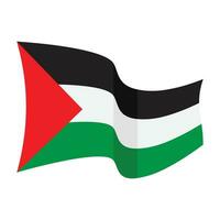 golvend rood zwart wit groen Palestina vlag met schaduw icoon poster vector illustratie ontwerp